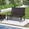 Brown Rattan Woven All Weather 2-Person Swing Glider Bench
