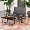 Brown Rattan Woven All Weather 2-Person Swing Glider Bench