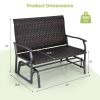 Brown Rattan Woven All Weather 2-Person Swing Glider Bench