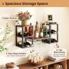 Industrial Wood Metal Wall Mounted Wine Rack Shelf with Glass Holders