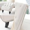 Plush Upholstered Tufted Armless Chaise Lounge Chair w/ Pillow Cream