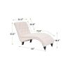 Plush Upholstered Tufted Armless Chaise Lounge Chair w/ Pillow Cream