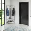 Modern Metal Hall Tree Coat Rack Shoe Storage Bench with White Seat and Shelf