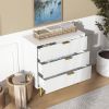 Mid-Century Modern 3 Drawer Dresser Chest of Drawers in White with Gold Handles