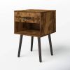 Mid-Century Modern Farmhouse 1-Drawer Nightstand with Open Shelf