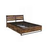 Industrial Slatted Headboard Platform Bed Frame with 6 Storage Drawers