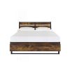 Industrial Slatted Headboard Platform Bed Frame with 6 Storage Drawers
