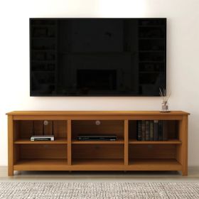 Farmhouse TV Stand in Wood Finish - for TVs up to 70-inch (Color: Amber Brown)