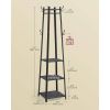 Modern Farmhouse Metal Coat Rack Entryway Hall Tree with Grey Wood Shelves