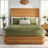 Modern Wood Platform Bed Frame with Round Corners and Headboard