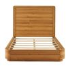 Modern Wood Platform Bed Frame with Round Corners and Headboard