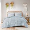 3-Piece Blue Pompom Microfiber Hypoallergenic Comforter Set
