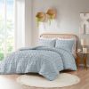 3-Piece Blue Pompom Microfiber Hypoallergenic Comforter Set