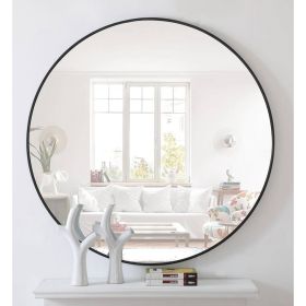 Round Wall Mirror in Black - Living Room Bedroom Accent Bathroom Mirror (size: 42")