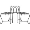 Half-Circle Outdoor Patio Garden Wrought Iron Tree Bench