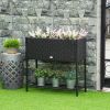 Modern PE Rattan Wicker Raised Garden Bed Elevated Planter Box