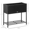 Modern PE Rattan Wicker Raised Garden Bed Elevated Planter Box