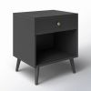 Mid-Century Farmhouse 1-Drawer Nightstand with Open Shelf Wood Finish