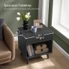 Mid-Century Farmhouse 1-Drawer Nightstand with Open Shelf Wood Finish