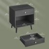 Mid-Century Farmhouse 1-Drawer Nightstand with Open Shelf Wood Finish