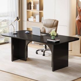 Modern Extra Large Executive Home Office Computer Desk (Color: Black)