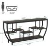 Modern Industrial 70-inch Long Narrow Console Sofa Table with Wood Shelves