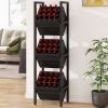 Industrial Farmhouse 3 Bin 36 Bottle Wine Rack Storage Display Shelf