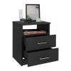 Modern 2-Drawer Nightstand End Table with Open Shelf in Wood Finish