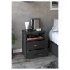 Modern 2-Drawer Nightstand End Table with Open Shelf in Wood Finish