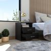 Modern 2-Drawer Nightstand End Table with Open Shelf in Wood Finish