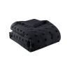 3 Piece Pompom Microfiber Hypoallergenic Comforter Set in Black