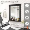 Rectangular 27 x 22.5 inch Wall-Mounted Bathroom Mirror with Storage Shelf