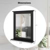 Rectangular 27 x 22.5 inch Wall-Mounted Bathroom Mirror with Storage Shelf