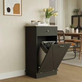 Trash Can Cabinet in Wood Finish - Accommodates 10-Gallon Trash Bin (Color: Black)
