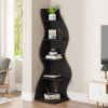 Modern 5 Shelf Corner Bookcase in Wood Finish