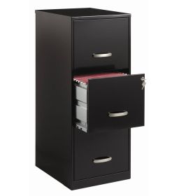 Metal 3-Drawer Vertical Key Locking File Cabinet (Color: Black)