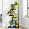 5-Tier Indoor Plant Stand with Metal Frame and Brown Wood Finish Shelves