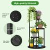 5-Tier Indoor Plant Stand with Metal Frame and Brown Wood Finish Shelves