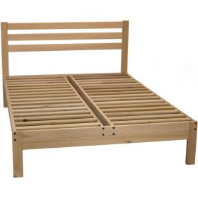 Solid Wood Platform Bed Frame with Slatted Headboard - Made in USA (size: Ca)