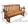 4ft Heavy Duty Porch Glider Bench with Cupholders in Finish - Made in USA