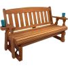 4ft Heavy Duty Porch Glider Bench with Cupholders in Finish - Made in USA