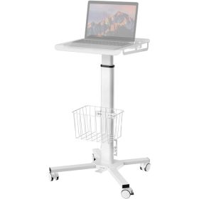 Hospital Style Mobile Stand-Up Computer Desk Portable Workstation (Color: White)