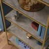Metal Display Rack Etagere Bookcase with 5 Faux Stone Storage Shelves
