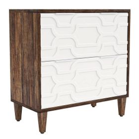 Modern Wood 2 Drawer Filing Cabinet Printer Stand (Color: Brown/White)