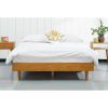 Mid-Century Modern Platform Bed Frame in Light Wood Finish