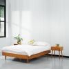 Mid-Century Modern Platform Bed Frame in Light Wood Finish