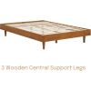 Mid-Century Modern Platform Bed Frame in Light Wood Finish
