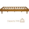 Mid-Century Modern Platform Bed Frame in Light Wood Finish