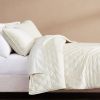 3-Piece Cream Velvet Embroidered Super Soft Quilt Set