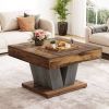 Square Farmhouse Coffee Table in Wood Finish